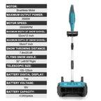 Gisam Akku-Schneepflug, bürstenlos, 33 cm Arbeitsbreite, kabellos, für Straßen und Höfe, kompatibel mit Makita 18V Akkus
