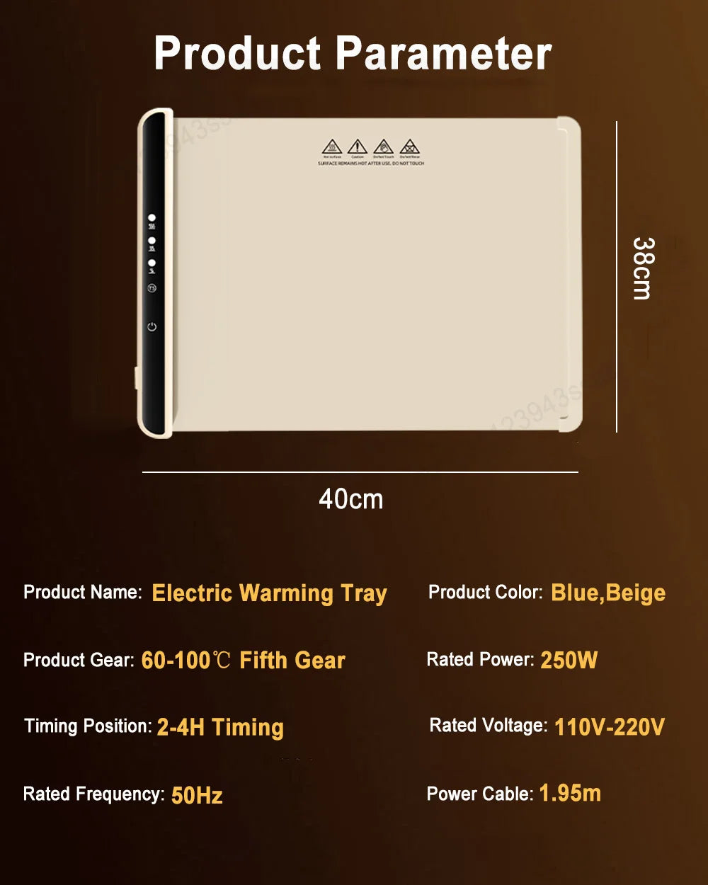 Elektrisches Wärmtablett, Speisenwärmerplatte, faltbar, tragbar, Smart Food, schnelle Erwärmematte, elektrisches Wärmtablett mit 3-Temp-Einstellung