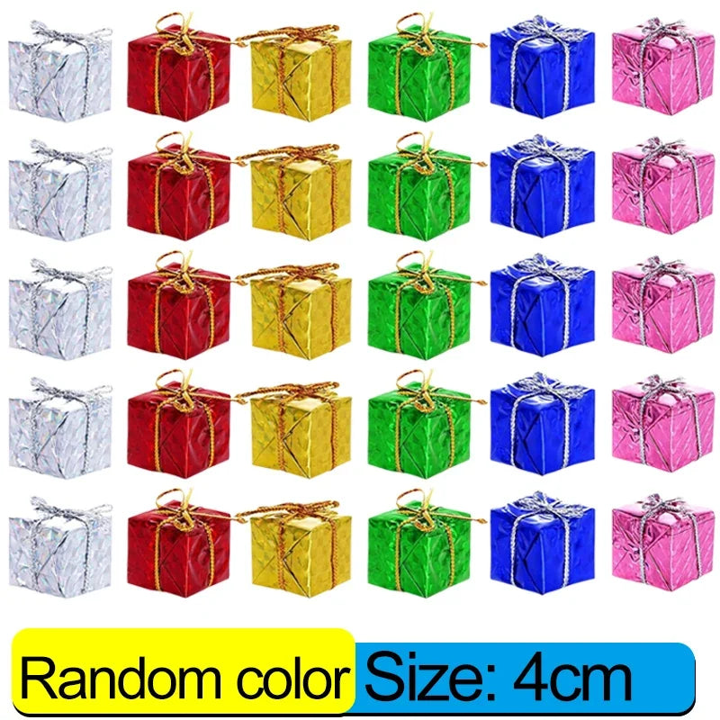 120/12PCS Mini Geschenk Boxen Weihnachten Baum Hängen Anhänger Bunte Quadratische Schaum Box Ornamente Weihnachten Neue Jahr Party decor Großhandel