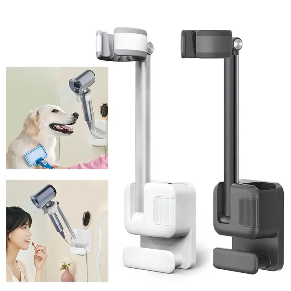 Haartrockner-Ständer, Haartrockner-Halter, Wandhalterung, drehbarer Haartrockner-Rack, stanzfrei, 2025, Haar-Styling-Werkzeuge, Organizer für Badezimmer