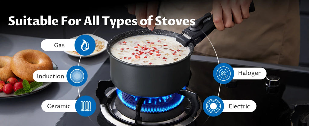 Induktionskochgeschirr-Set 10-teilig, antihaftbeschichtetes Töpfe- und Pfannenset mit abnehmbaren Griffen, für alle Kochfelder, stapelbares Design, Spülmaschine/