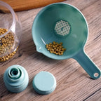 Praktischer Trichter mit großem Durchmesser. Sechs in einem multifunktionalen Kunststofftrichter. Trichter zur Herstellung von Marmeladen. Küchenbedarf und kleine Werkzeuge