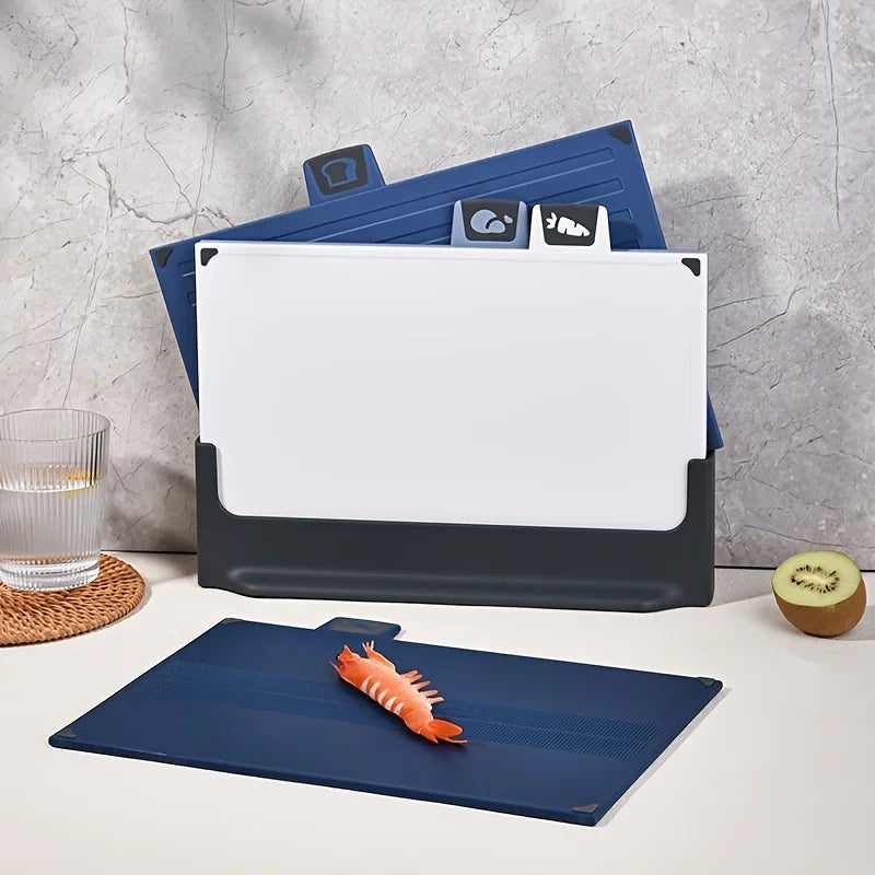 5 Stück/Set 4-Farben-Sortier-Schneidebrett mit Sockel, kann in der Spülmaschine gereinigt werden, geeignet für Küche, Outdoor, tragbar