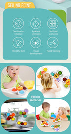 3Pcs Cartoon Insekt Zappeln Saugnapf Spinner Spielzeug Set Pädagogisches Rotierenden Rassel Baby Bad Spielzeug für Kinder