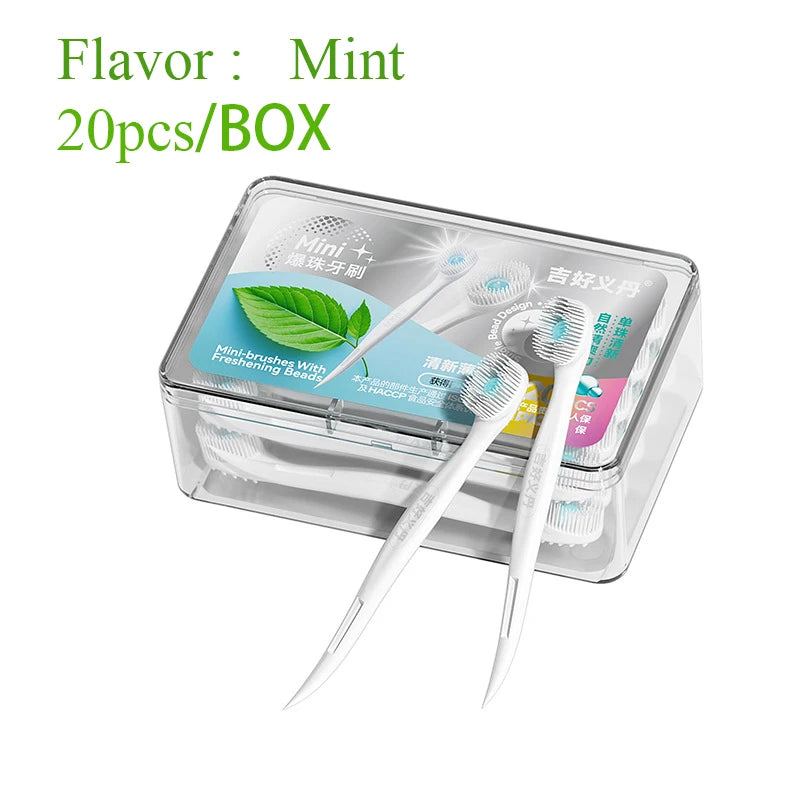 Mini-Zahnbürste mit Mund, Lufterfrischer, Perlen, Zahnstocher und Zungenschaber, 4-in-1, zum Entfernen von Mundgeruch, tragbares Mundpflege-Werkzeug, 1/20/24 Stück