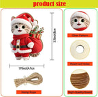 2D Flache 12 Stück Weihnachts-Holzanhänger Kreative süße Katze Mottoparty-Dekorationen Weihnachtsbaum-Anhänger Festliche Lieferungen
