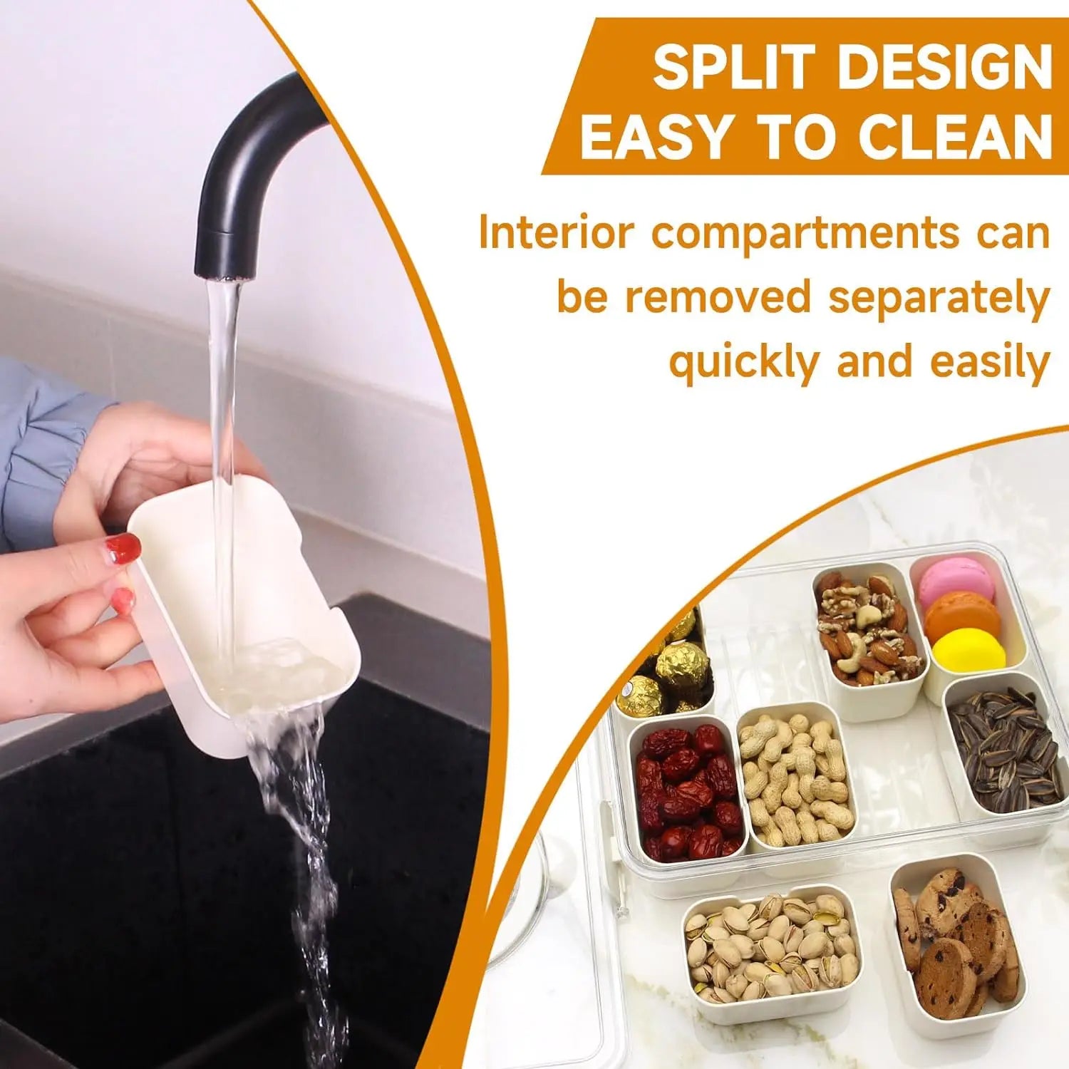 8 Gitter tragbare Snackplatten Organizer geteilt Serviert ablett mit Deckel und Griff mit wieder verwendbaren Snack box Wohnkultur Drops hipping