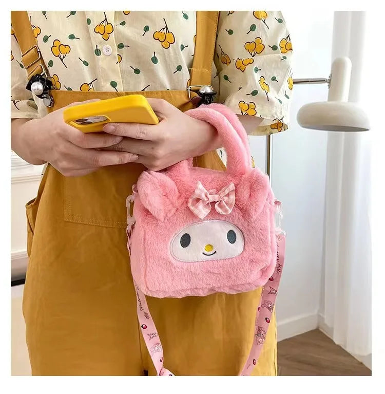 Hello Kitty Sanrio Plüschtasche Kuromi Melody Cartoon Anime Tragbare Handtasche Umhängetasche Kosmetik Kawaii Aufbewahrungstasche Damen Mädchen Geschenk