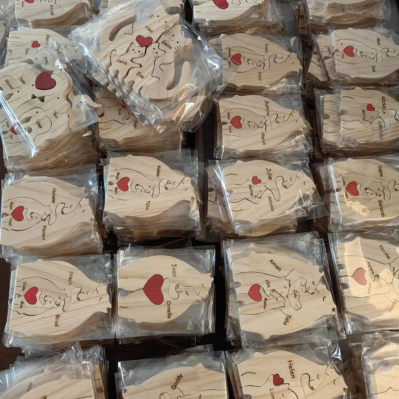 Kunst-Holzbär-Familienpuzzle, personalisierter Name, individuelle Heimdekoration, Thanksgiving, Weihnachten, Herzwärmungsgeschenk für Babymutter