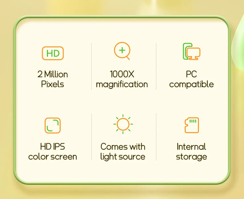 Kindermikroskop, 1000-fache Vergrößerungsmikroskop, 200 Megapixel, mit LED-Foto- und Videofunktion, Lernspielzeug, Wissenschaft für Kinder