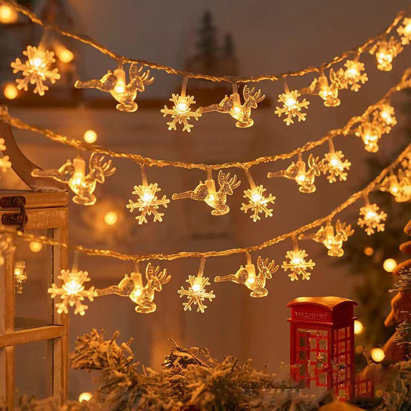 1,5/3M Weihnachtsbeleuchtung Schneeflocke Lichterketten Lichterkette Wasserdichte Sternkugel LED Lampe für Zuhause Weihnachtsbaum Garten Dekor
