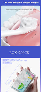 Mini-Zahnbürste mit Mund, Lufterfrischer, Perlen, Zahnstocher und Zungenschaber, 4-in-1, zum Entfernen von Mundgeruch, tragbares Mundpflege-Werkzeug, 1/20/24 Stück
