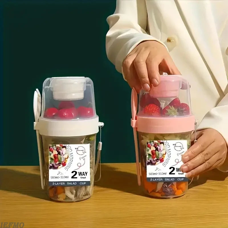 2-Wege-Verschlussbehälter für Joghurt und Müsli – Tragbarer Frühstücksbecher mit Deckel