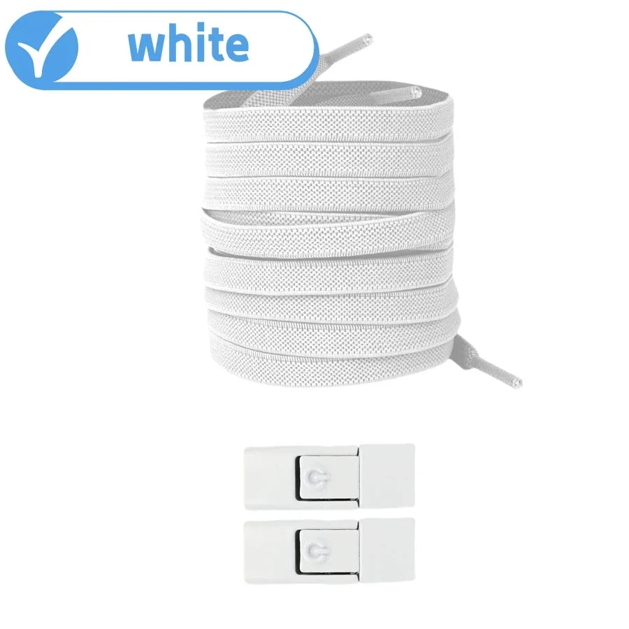 Neu ohne Krawatten, elastische Schnürsenkel, keine Krawatte, Schnürsenkel, Press-Lock-Schnürsenkel, Sneaker, Kinder und Erwachsene, 8 mm, verbreiterte flache Schnürsenkel für Schuhe