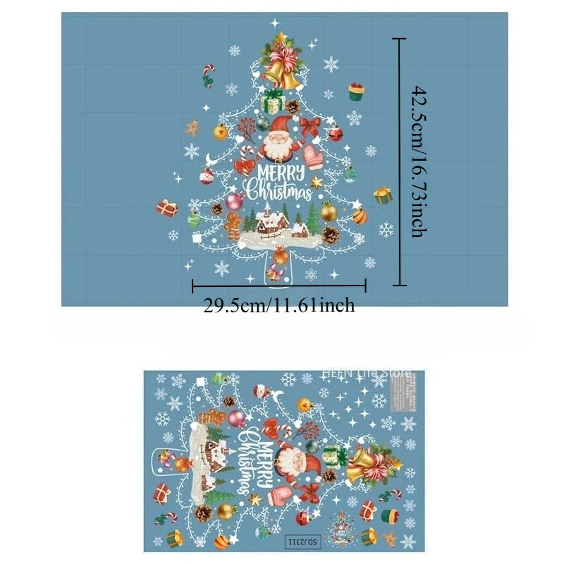 1pc Weihnachten Dekoration Fenster Aufkleber Santa Weihnachten Baum Fenster Glas Aufkleber Poster Neue Jahr Wohnzimmer Dekoration Aufkleber