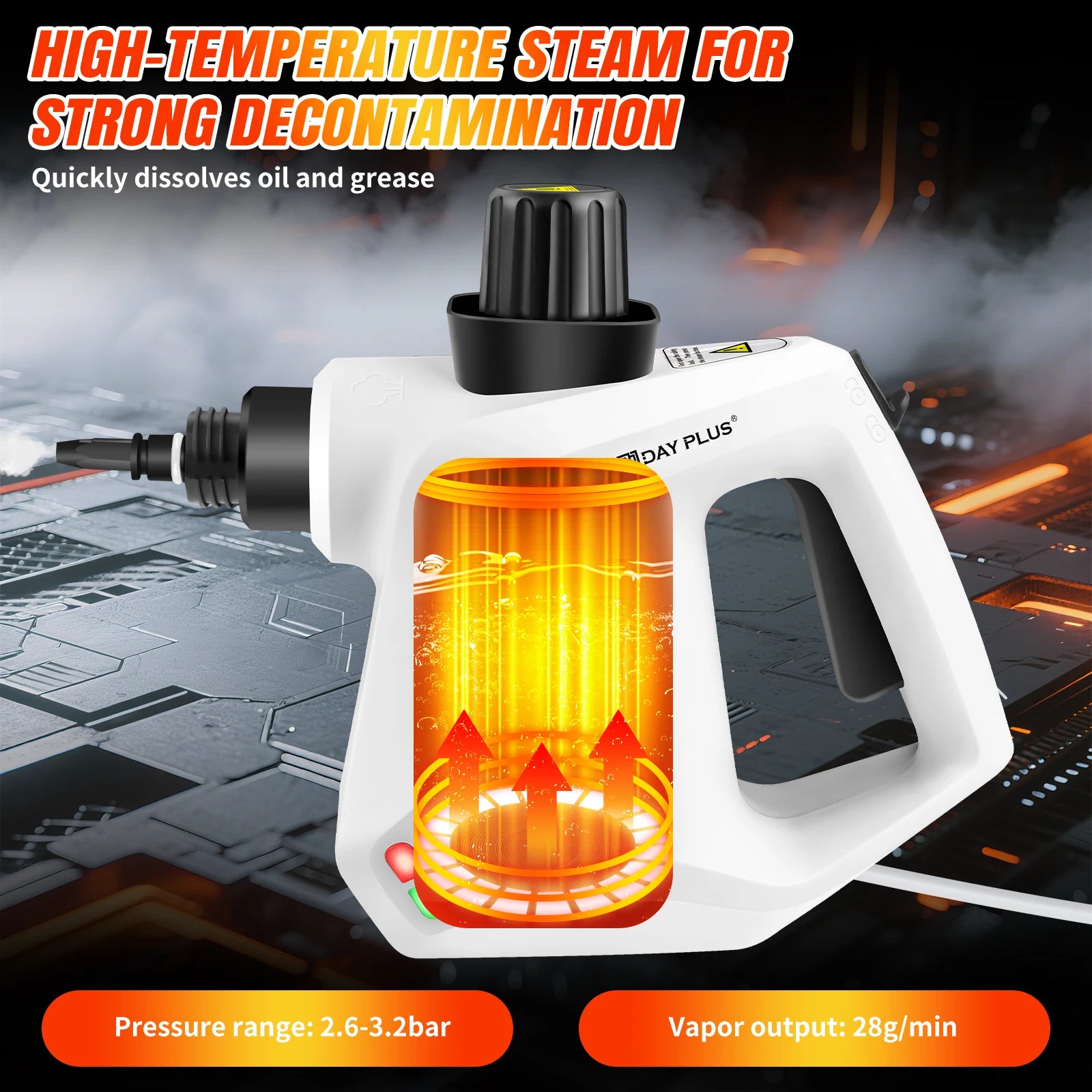 Handdampfreiniger 1000W – Multifunktional mit 9 Zubehörteilen, 100–110°C, 400ml Tank | IPX4