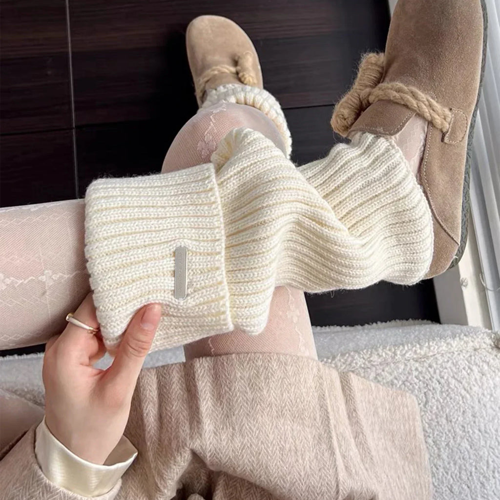 Neue gestrickte Lolita JK Beinwärmer, Damen lange Socken, Herbst, Winter, Wolle Fußabdeckung, Armwärmer, Y2K Crochet, Heap Socke, Stiefelmanschetten