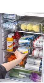 Stapelbarer Kühlschrank-Organizer, Behälter, Pop-Soda-Dosenspender, Getränkehalter für Kühlschrank, durchsichtiges Kunststoff-Aufbewahrungsregal für Lebensmittel in Dosen