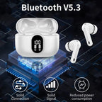 Kabellose Ohrhörer mit Bluetooth 5.3, In-Ear-Kopfhörer mit 4 ENC-Mikrofonen und 36 Stunden Spielzeit, LED-Anzeige im Lieferumfang enthalten.