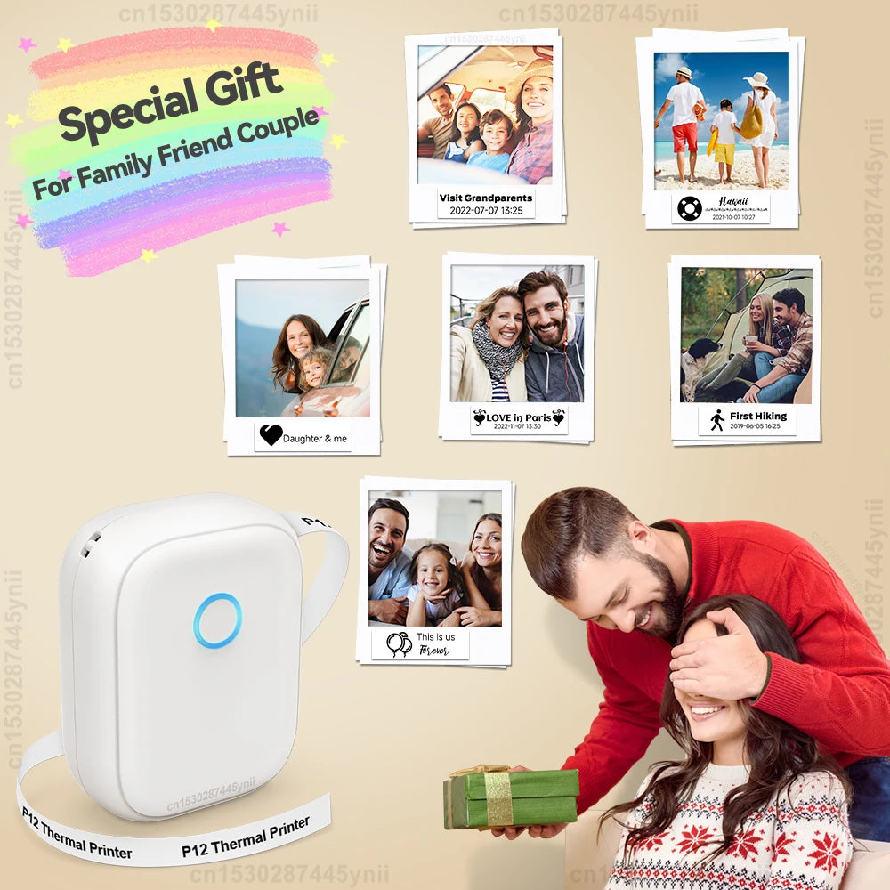 P12 Label Maker Mini tragbarer Thermo-Etikettendrucker ähnlich wie D11 D110 D101 Marklife P12 Etikettenmaschine DIY P12 Etikettenaufkleber