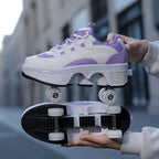 Kinder-Rollschuhe mit ausziehbarer Vierradunterstützung