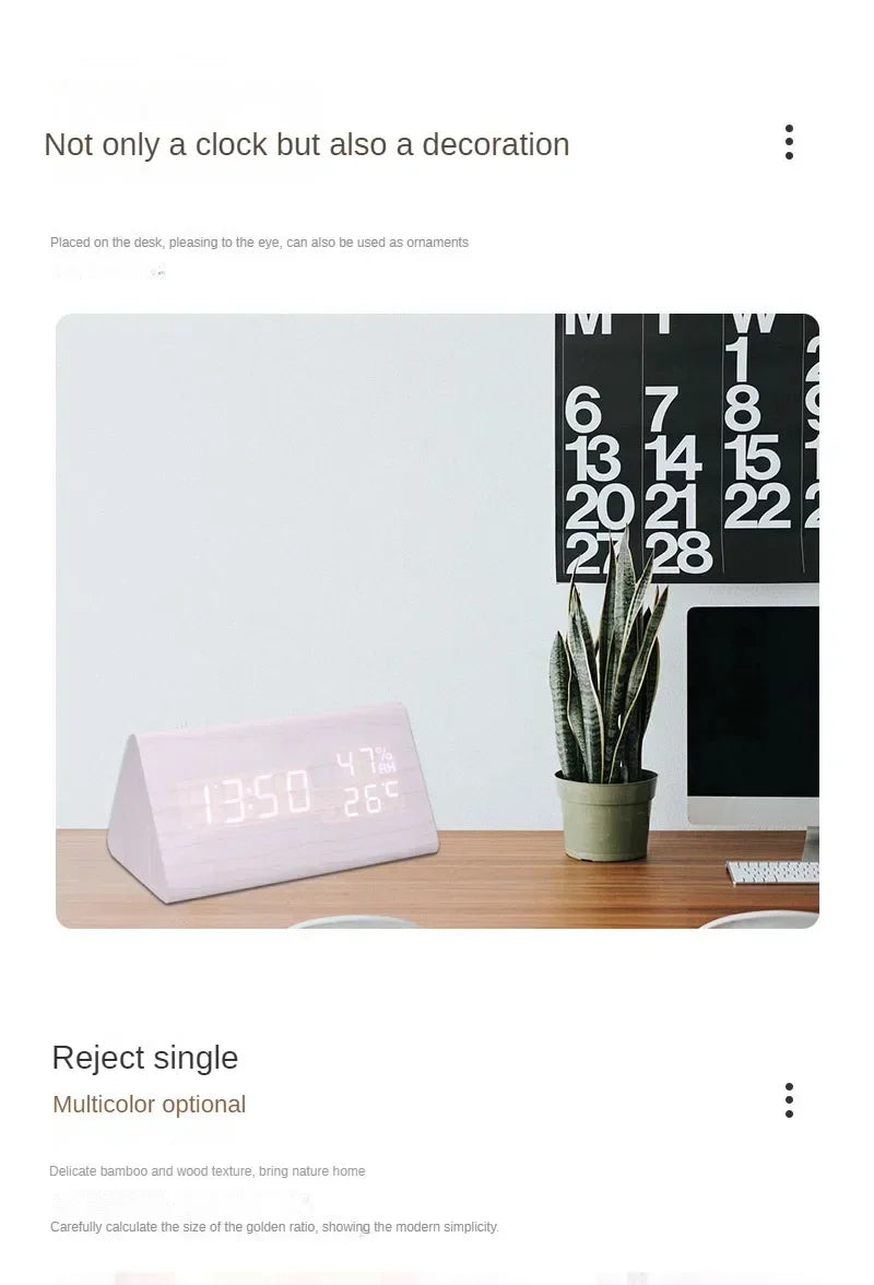 Réveil LED pour étudiant, horloge murale simple, affichage de la température, contrôle du son, horloge de table, bureau, décoration d'intérieur, jardin