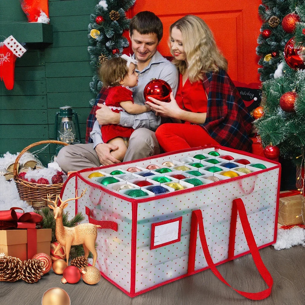 Weihnachts-Aufbewahrungsbox mit Reißverschlüssen, Organizer für Weihnachtsdekorationen, Aufbewahrungsbox für Weihnachtsdekoration, hält 128, Weihnachtsornamente
