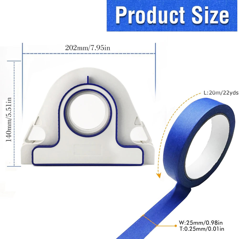 SHENGMEIYU Abdeckband-Abroller 25mm – Mit Cutter, für Fensterrahmen & Renovierung, Weiß oder Blau