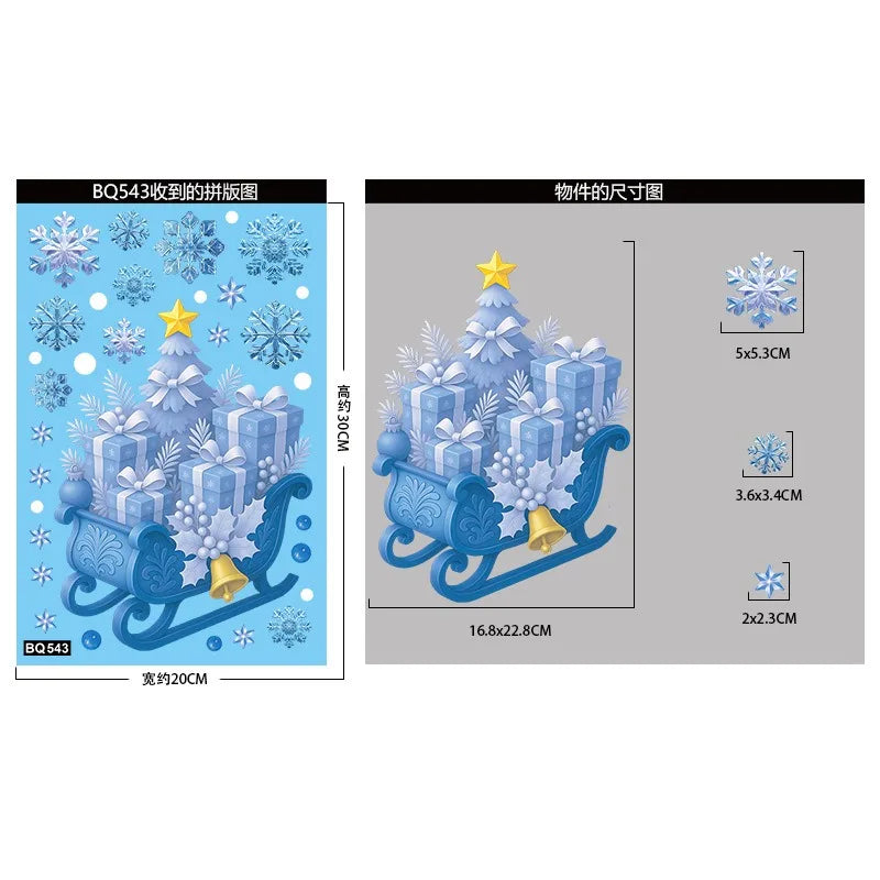 Weihnachten Fenster Aufkleber Winter Schneemann Weihnachtsmann Schneeflocke Elch Statische Aufkleber Glas Ornamente Frohe Weihnachten Dekor