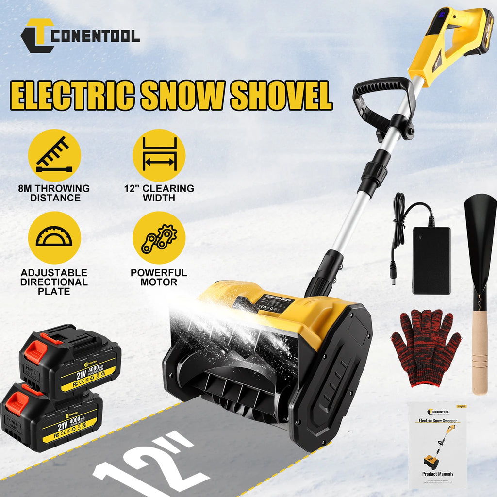 CONENTOOL 33000 U/min 1500 W faltbare elektrische Schneeschaufel 21 V Akku-Schneereiniger Schneefräse Gartengeräte für Makita 18 V Akku