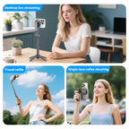 CrownQu T20-C Magnetischer Selfie-Stick & Stativ - MagSafe, 360 Grad, Bluetooth 20m | iPhone & Android | Schwarz
