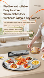 TINSOL Elektrisches Heizplatte für Lebensmittel, tragbares, zusammenklappbares Heiztablett mit 8 Temperatureinstellungen, thermostatisches Lebensmittel-Heizkissen