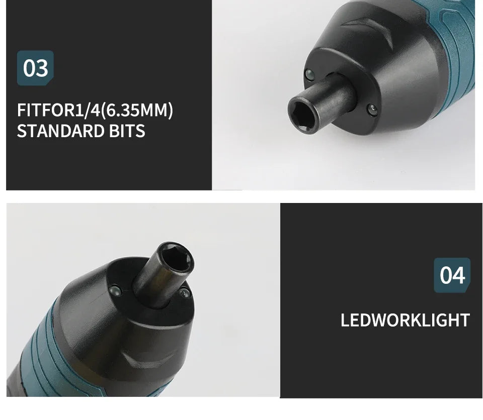 Akku-Elektroschrauber von Makita, 1300 mAh, wiederaufladbar, verstellbarer Bohrer, multifunktionales Demontage- und Wartungswerkzeug, USB