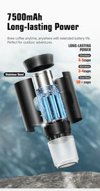 Foombthe Tragbare Espressomaschine mit Digitalanzeige, 3-in-1-Kapselkaffeemaschine für Auto und Zuhause, Camping-Kaffeemaschine