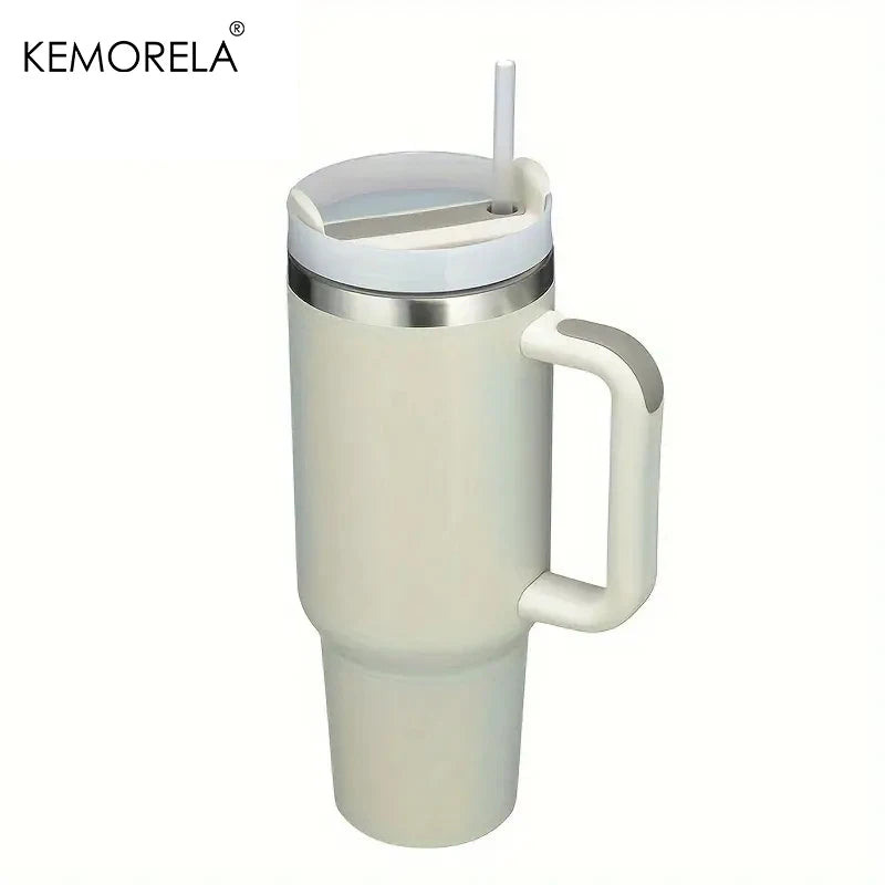 KEMORELA 30 & 40 oz Becher mit Griffdeckel Stroh 887/1182 ml Edelstahl Wasserflasche Vakuum Thermoskanne Tasse Reise Auto Kaffeetasse