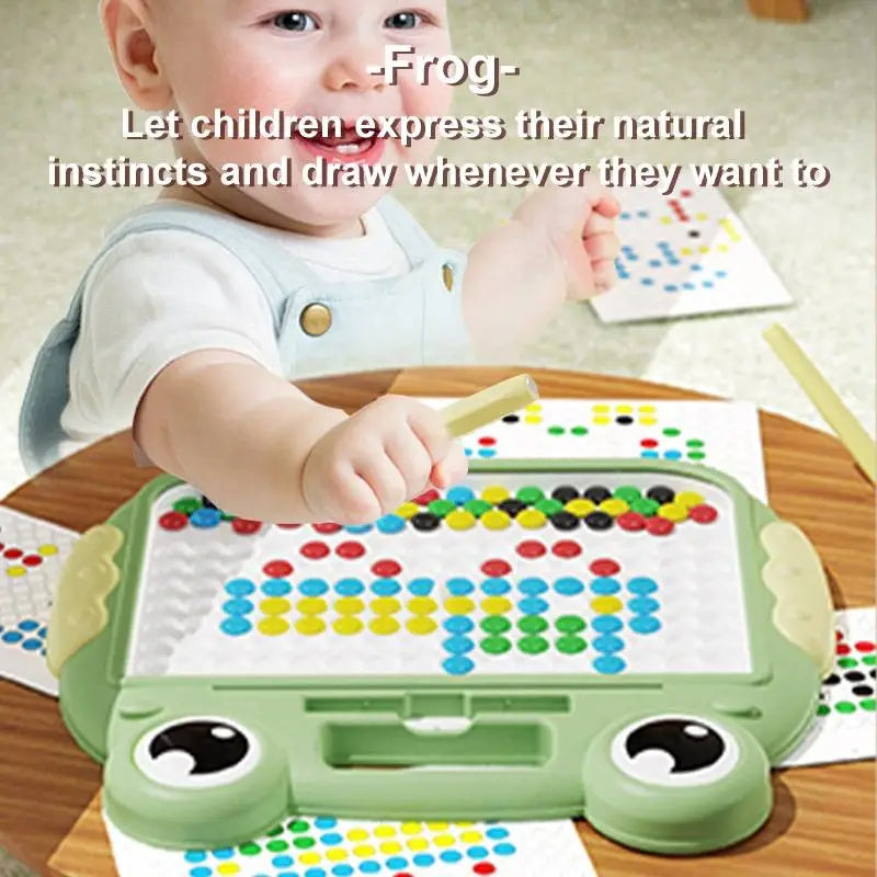 Montessori Kinder, Magnetisches Zeichenbrett, Spielzeug mit Magnetperlen und Stift, Niedliche Frösche, Großes Doodle-Brett für Kinder, Lernspielzeug