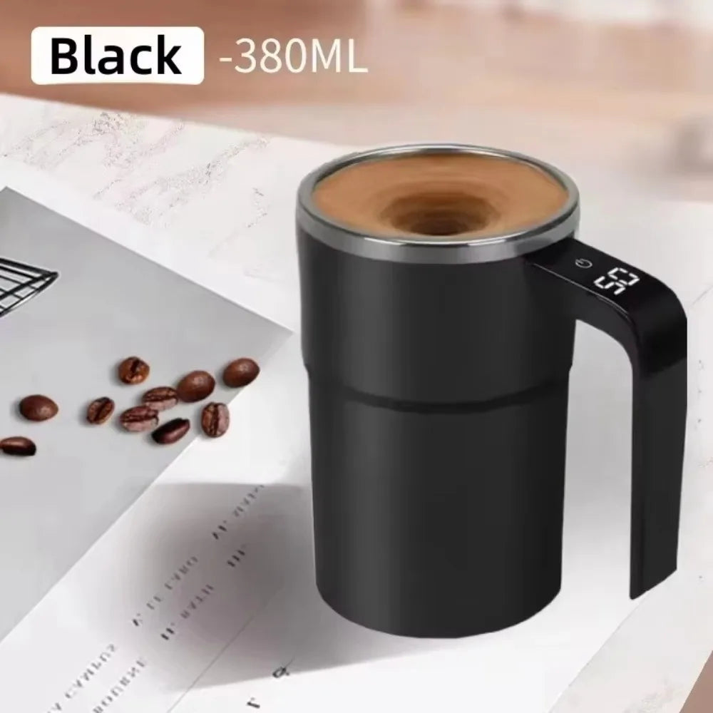 380ML Mini Elektrische Kaffeetasse Rotierenden Mixer Mit Abdeckung Automatische Mischbecher Wärmer LED Temperatur Display