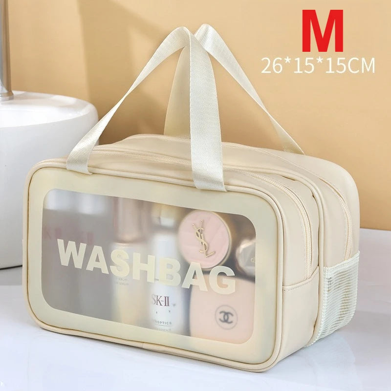 Transparente Kulturtasche mit Nass-Trocken-Trennung, M/L