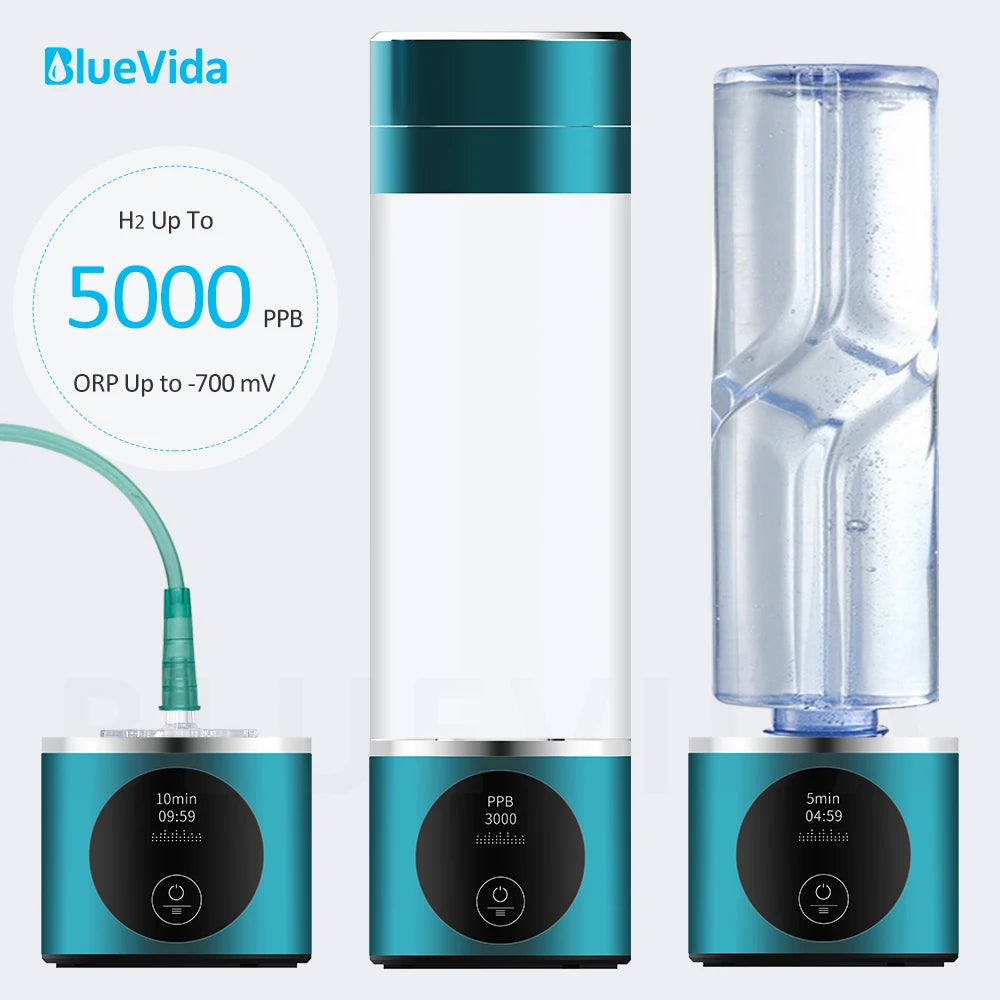 BlueVida Neue Nano-Wasserstoff-Wassergeneratorflasche der 8. Generation DuPont SPE/PEM-Wasserhydrogenator mit H2-Inhalator-Touch-Taste