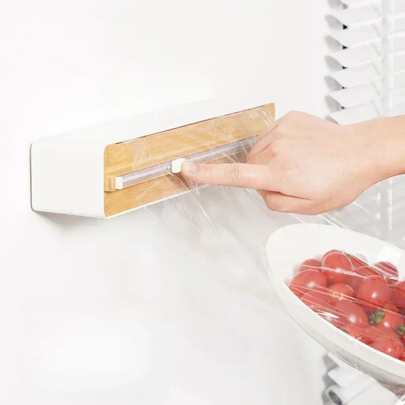 Wand Frischhaltefolie Spender Wrap Aluminiumfolie Folienschneider Spender Wand Magnetische Stretch Rollenpapierhalter Küchenzubehör