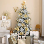 Weihnachts-Glitzerblumen, künstliche Blumen, Weihnachtsbaumschmuck für Zuhause, 2025, Baum-Anhänger, Ornamente, Navidad, Neujahr 2026, Geschenk