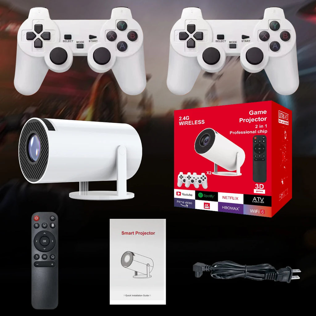 3D-Spielprojektor 2-in-1 F300-Controller Spiel-TV-Box Android 11 5G WIfi Playstore Heimkino Outdoor 4k tragbarer Mini-Projektor