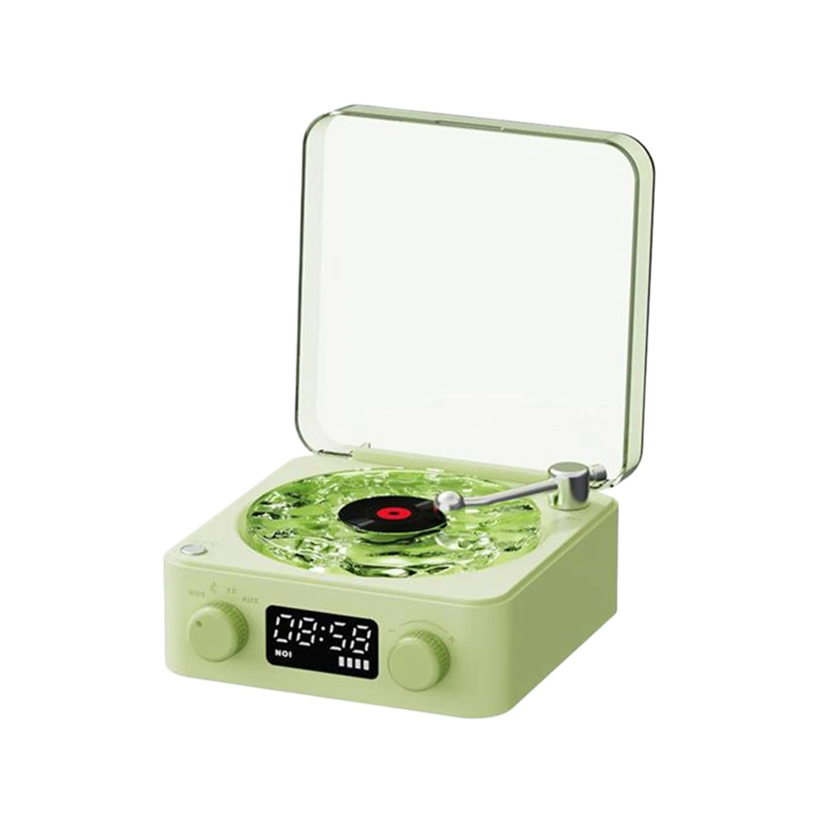 Retro Plattenspieler Lautsprecher mit weißem Rauschen, kabelloser Bluetooth-Schallplattenspieler, Stereo-Sound, RGB-Projektion, Lampeneffekt