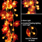 Halloween LED-Lichterkette Kürbis & Ahornblatt – Warmweiß, IP45, 1,5m / 3m / 6m