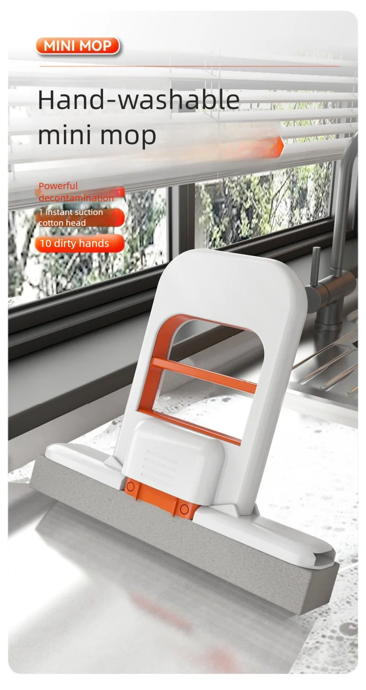 NEU Mini-Schwammmopp, freihändiger Waschmopp, tragbarer Mini-Mopp mit super saugfähigem Mopp für die Reinigung von Schreibtischböden, Badezimmern, Küchen, Glas und Autos