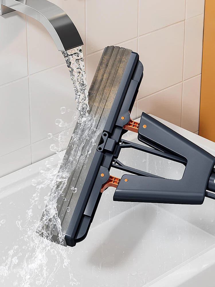 Gepresster selbstentleerender Gummi-Baumwollmopp, freihändiger magischer selbstreinigender Flachmopp, wiederverwendbarer Schwamm, Haushalts-Bodenreinigungswerkzeug