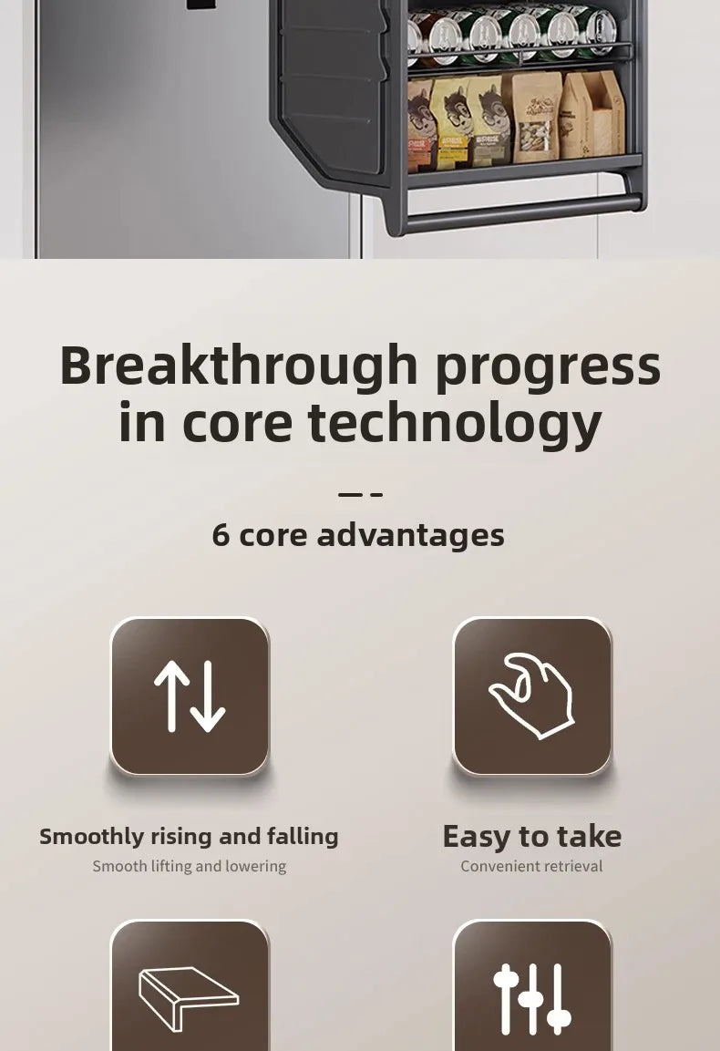 Hängeschrank, Hebekorb, Küchenschrank, Hochschrank, Kühlschrank, Ofen, Snacks Gewürzkorb, Vertiefung Lagerregal