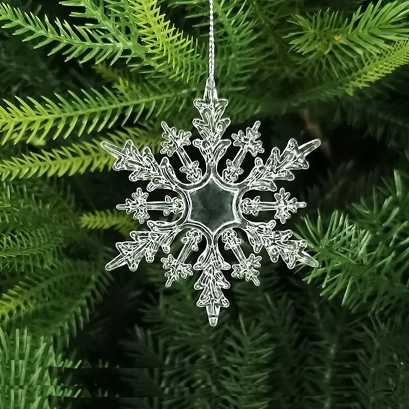 5/10 Stück Weihnachtsdekoration Kristall Schneeflocke hängende Weihnachtsbaum Anhänger Ornamente für Home Decor Party 2025, Neujahrsbedarf