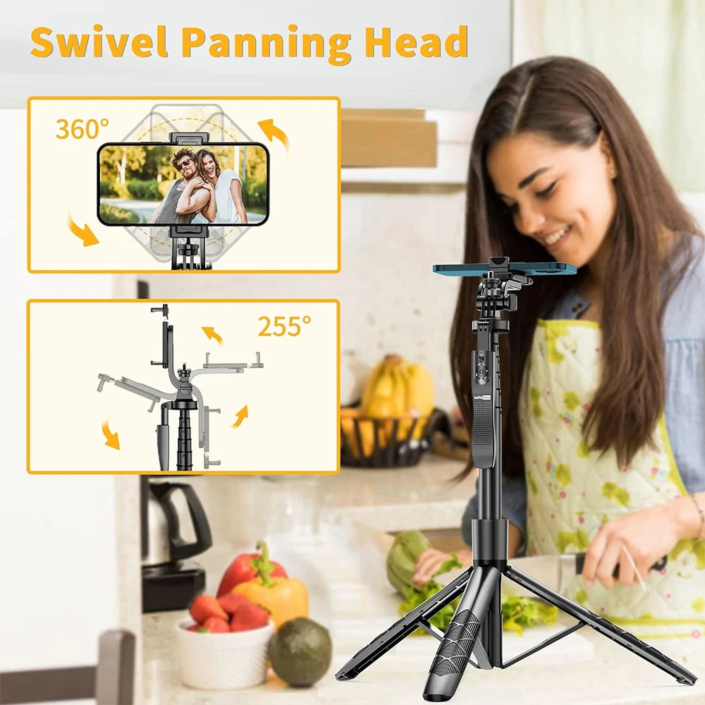 LISCN L16TT Selfie Stick Stativ – 1,8m ausfahrbar, Bluetooth, 360° drehbar | Faltbares Stativ