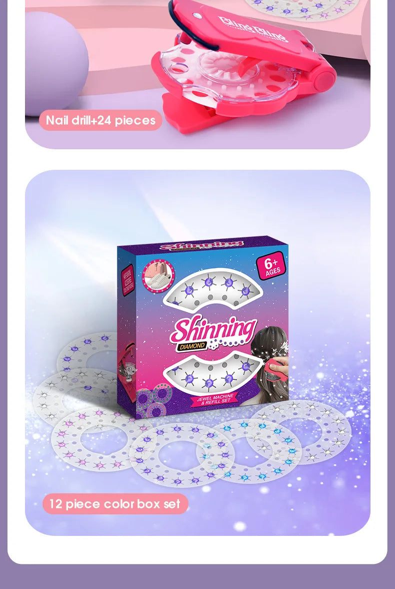 Magie Blingbling Mädchen Haar Diamant Bohrer Maschine DIY Pretend Play Werkzeug kinder Pädagogisches Spielzeug Kunststoff Diamant Aufkleber Ap...